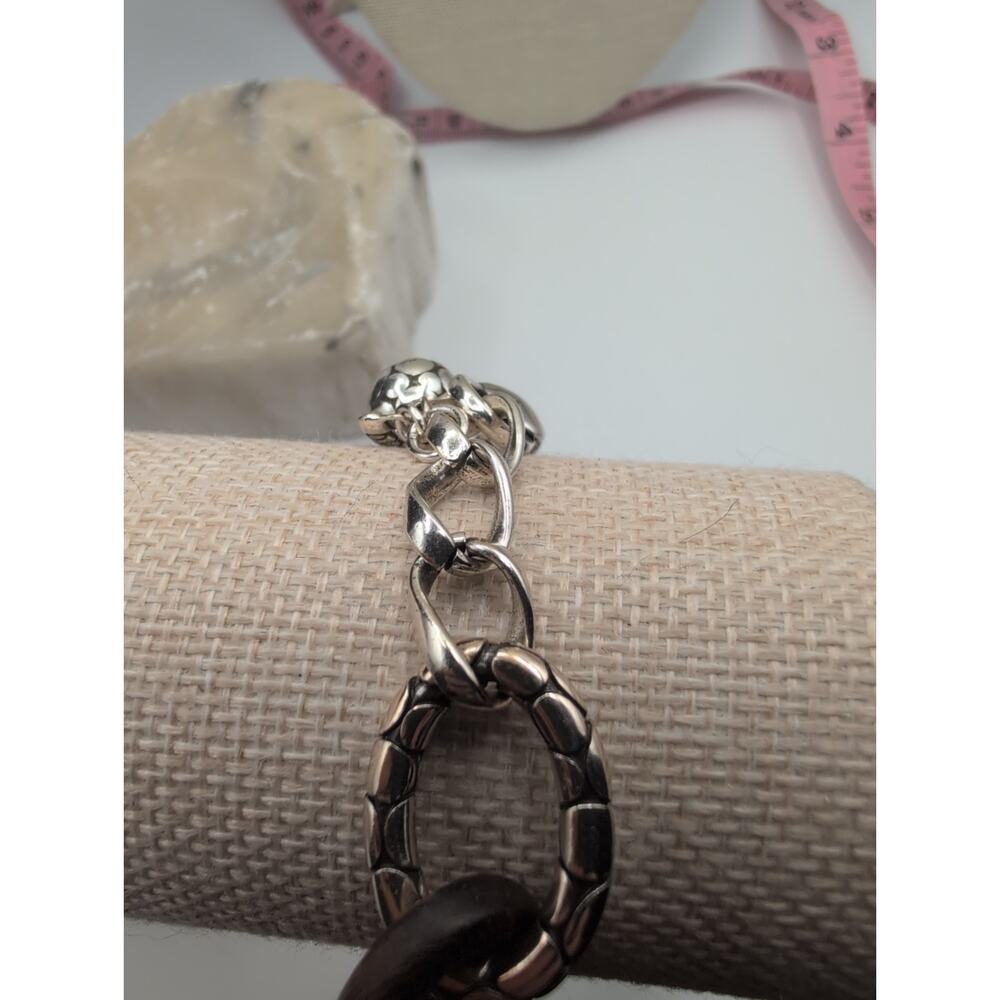 Brighton Pebble Chunky Link Wood Silver Tone bracelet - Picture 7 of 9